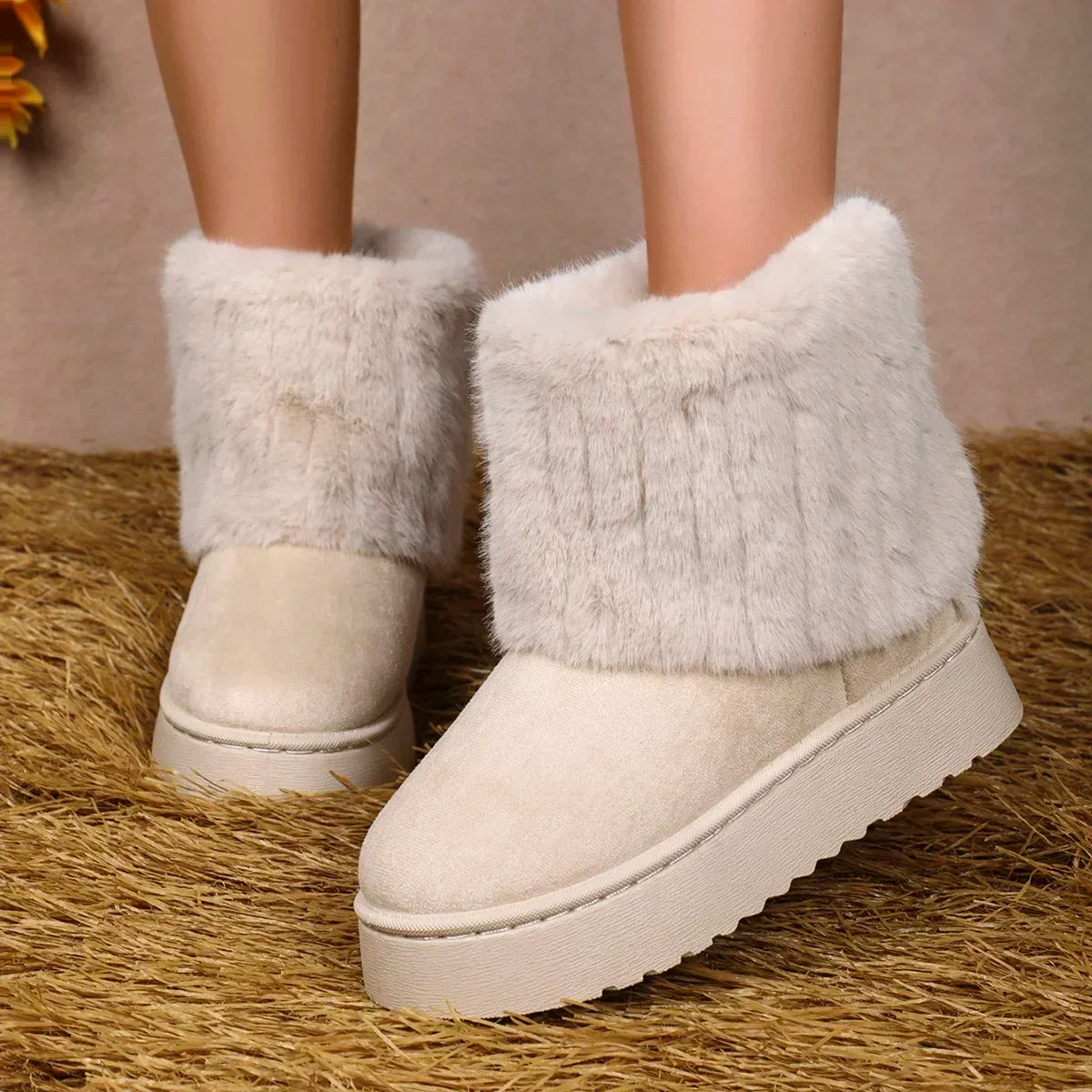 Round Toe Warm Thickened Plush Mid-calf Thick Sole Snow Boot