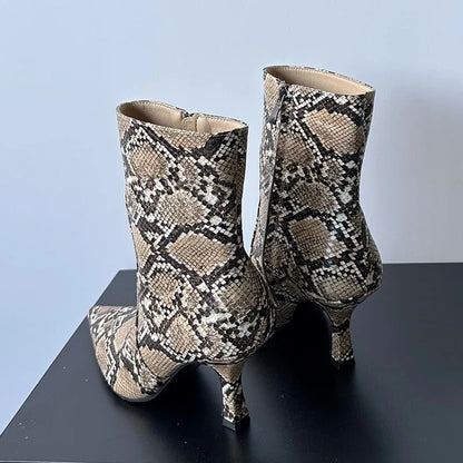 Fashionable Comfortable Elegant Short Zipper Snakeskin Knee High Boots