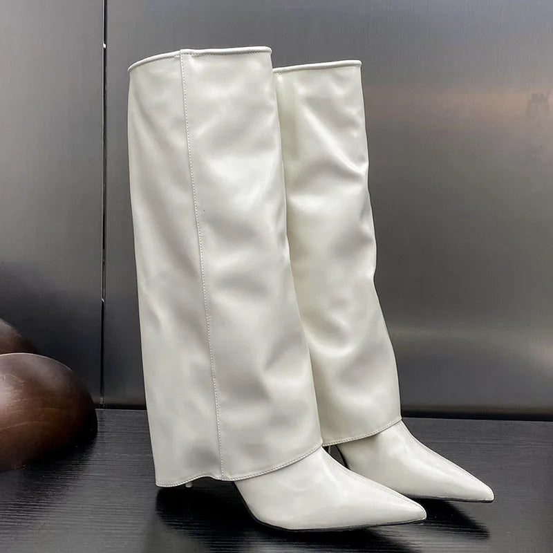 Footwear Thin Heels Pointed Toe Fashion Slip On Modern Knee High Boots