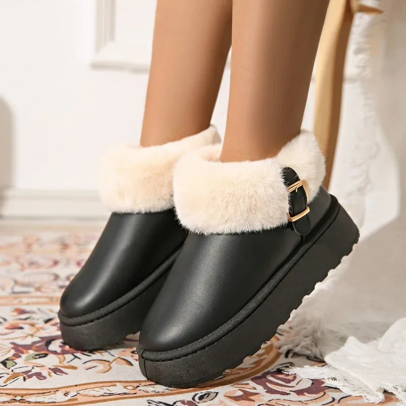 Furry Furry Women Shoes 2024 Newest Design Women's Boots Winter Plush Warm Snow Boots Non-slip Thick Bottom Ladies Cotton Boot