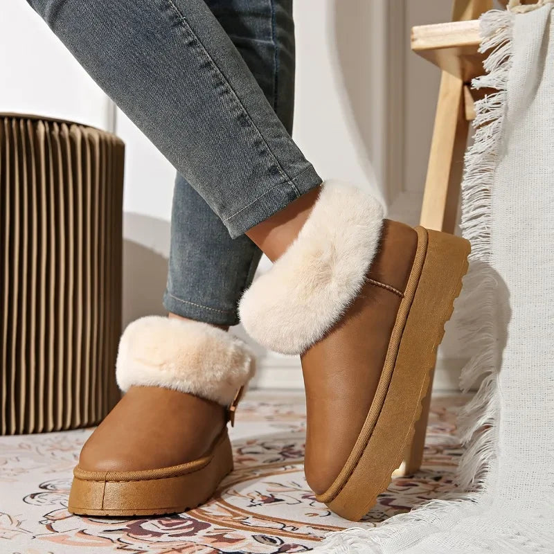 Furry Furry Women Shoes 2024 Newest Design Women's Boots Winter Plush Warm Snow Boots Non-slip Thick Bottom Ladies Cotton Boot