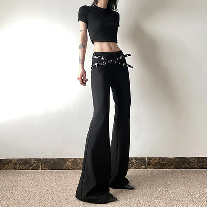 Goth Dark Harajuku High Waist Flare Pants Punk Decor Pants