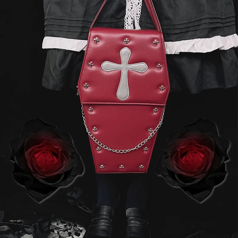 Gothic Vampire Coffin Shape Punk Lolita School Crossbody Halloween Bag