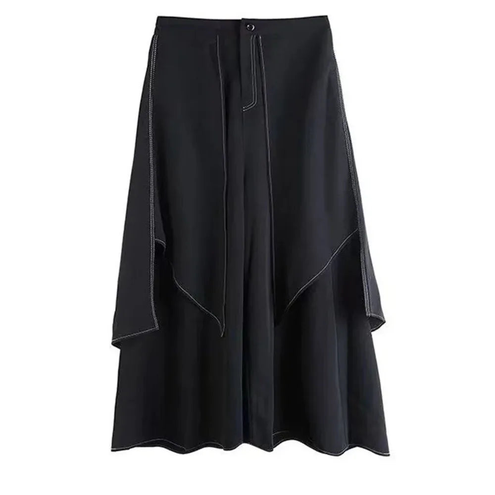 Gothic Y2K Double Layer Casual Culottes Streetwear Samurai Pants