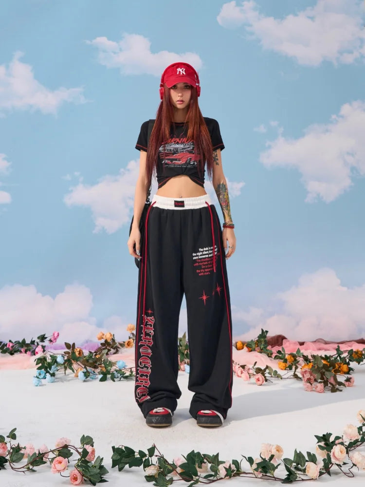 Letter Baggy Sweatpants Women Y2k Goth Streetwear Jogging Pant