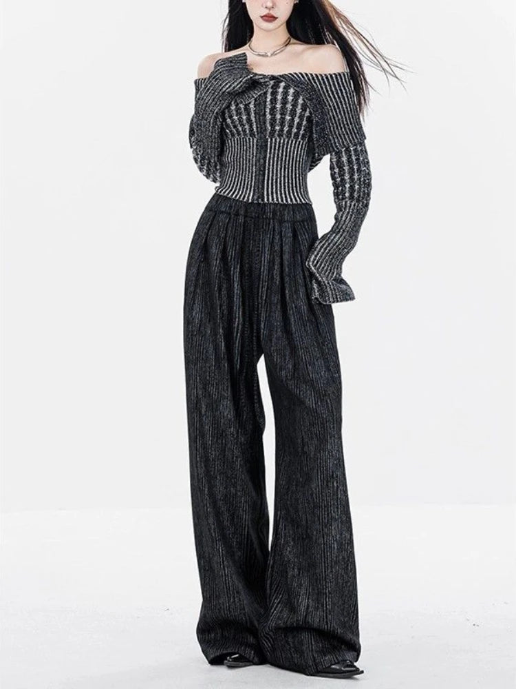 Gray Baggy Y2K Harajuku Oversize Baggy Striped Korean Style Pant