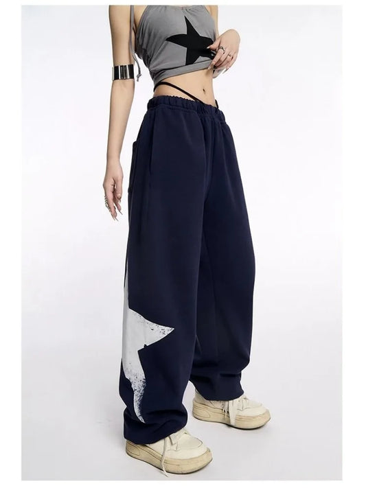 Star Sweatpants Women Kpop Oversized Jogging Harajuku Wide Leg Pant