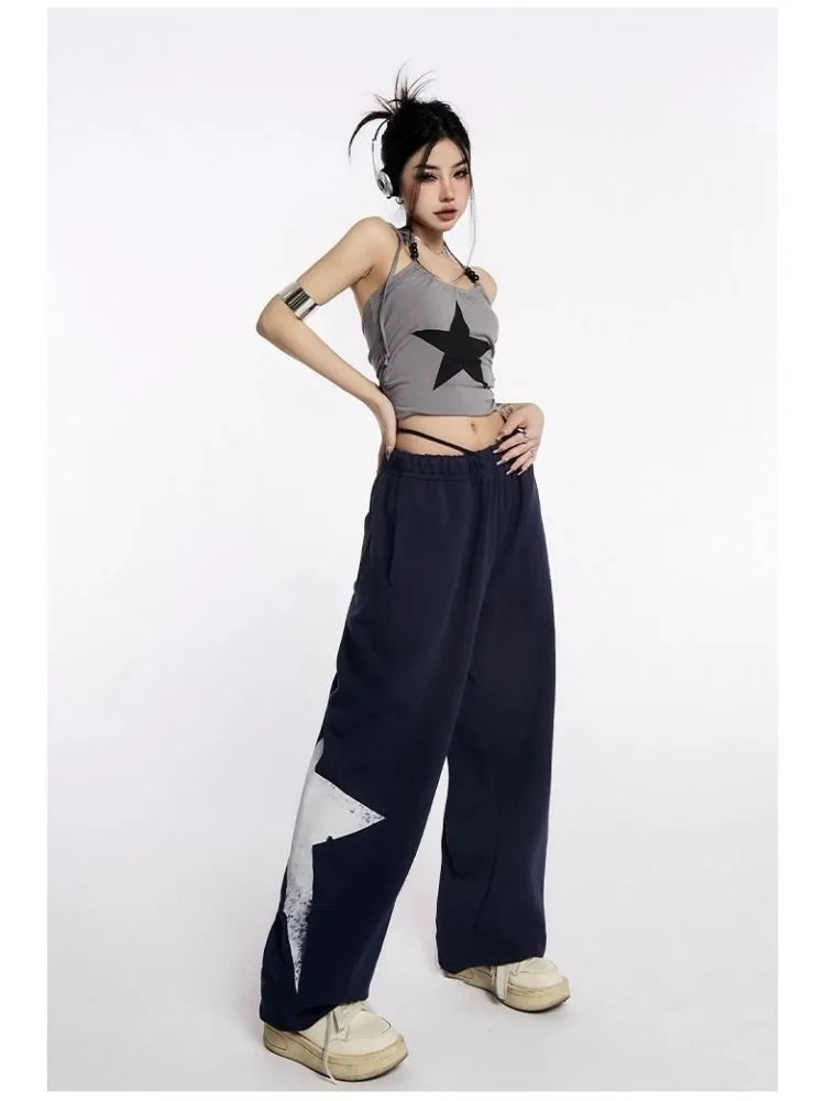 Star Sweatpants Women Kpop Oversized Jogging Harajuku Wide Leg Pant