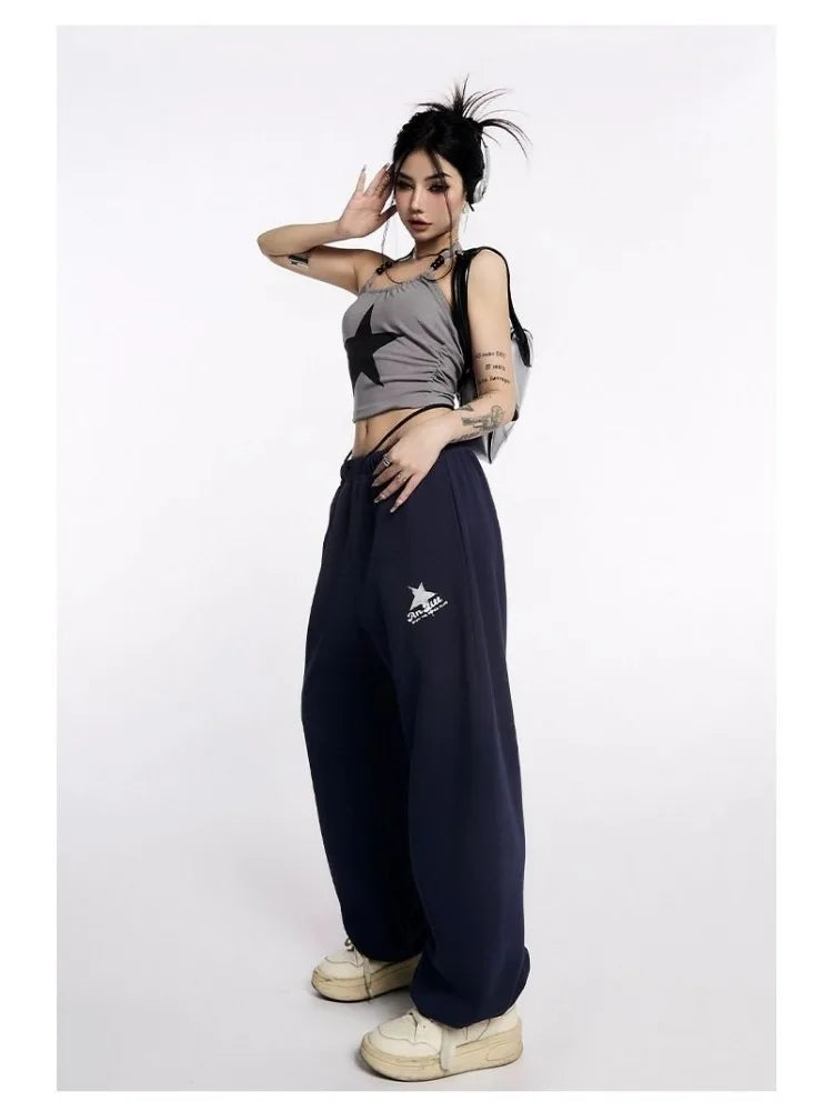 Star Sweatpants Women Kpop Oversized Jogging Harajuku Wide Leg Pant