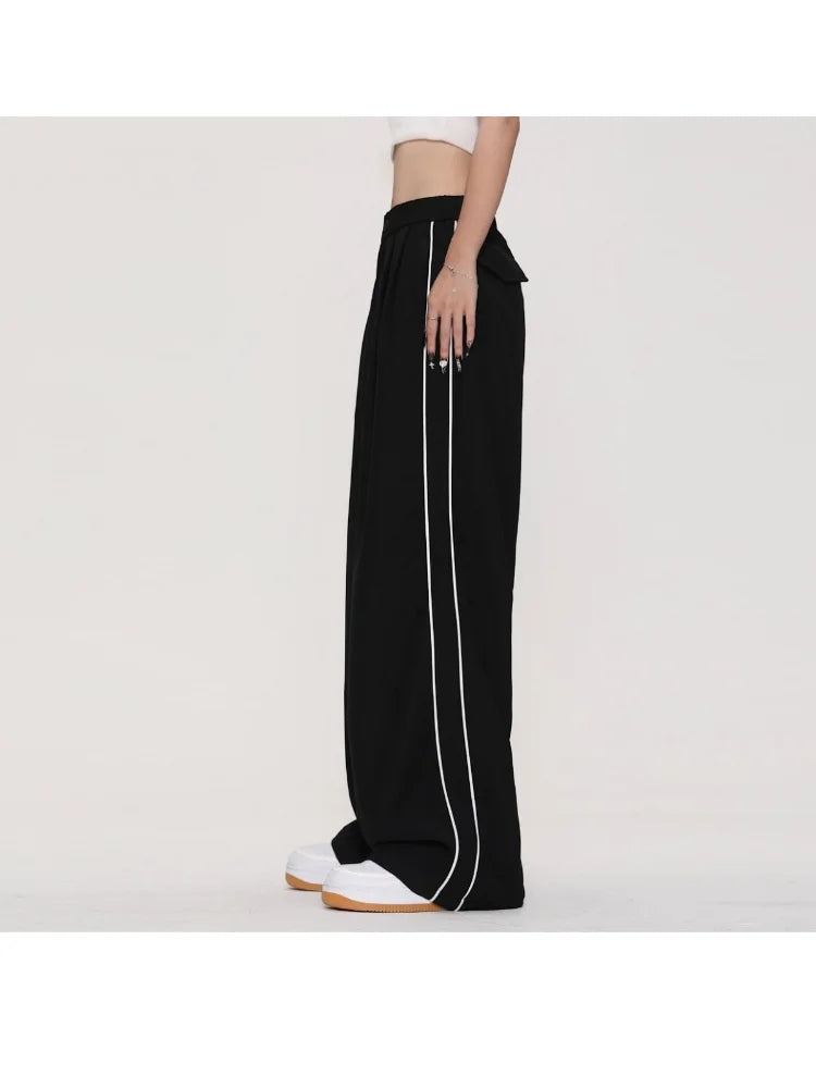 Hippie Baggy Striped Black Wide Leg Fluid Jogging Gothic Pant