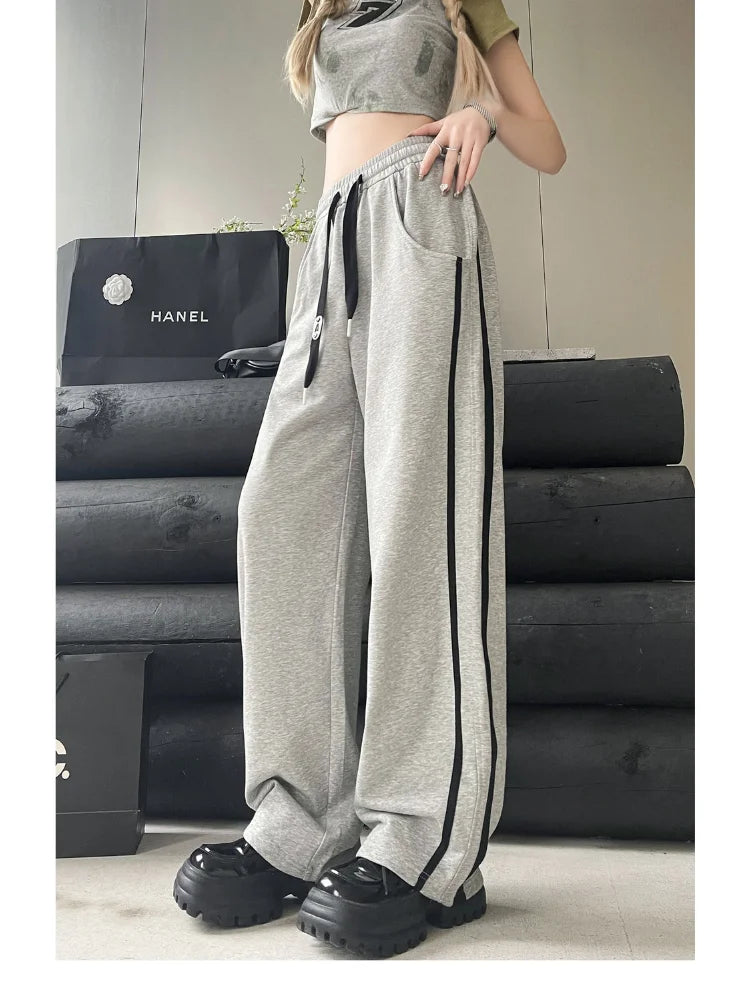 Kpop Side Striped Oversize Sports Wide Leg Streetwear Pants Pant