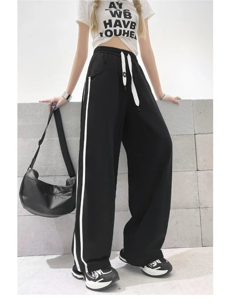 Kpop Side Striped Oversize Sports Wide Leg Streetwear Pants Pant