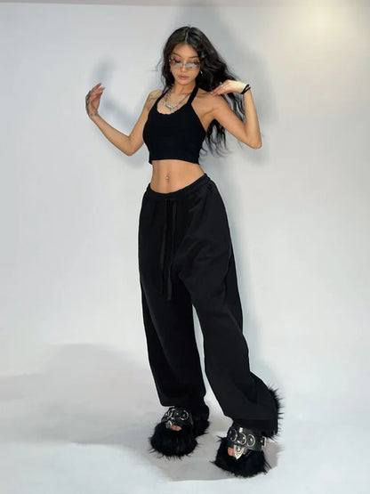 Gray Baggy Jogging Sweatpants Women Hippie Streetwear Korean Pant