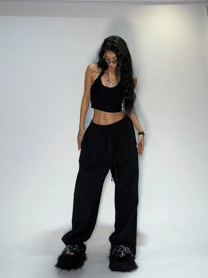 Gray Baggy Jogging Sweatpants Women Hippie Streetwear Korean Pant