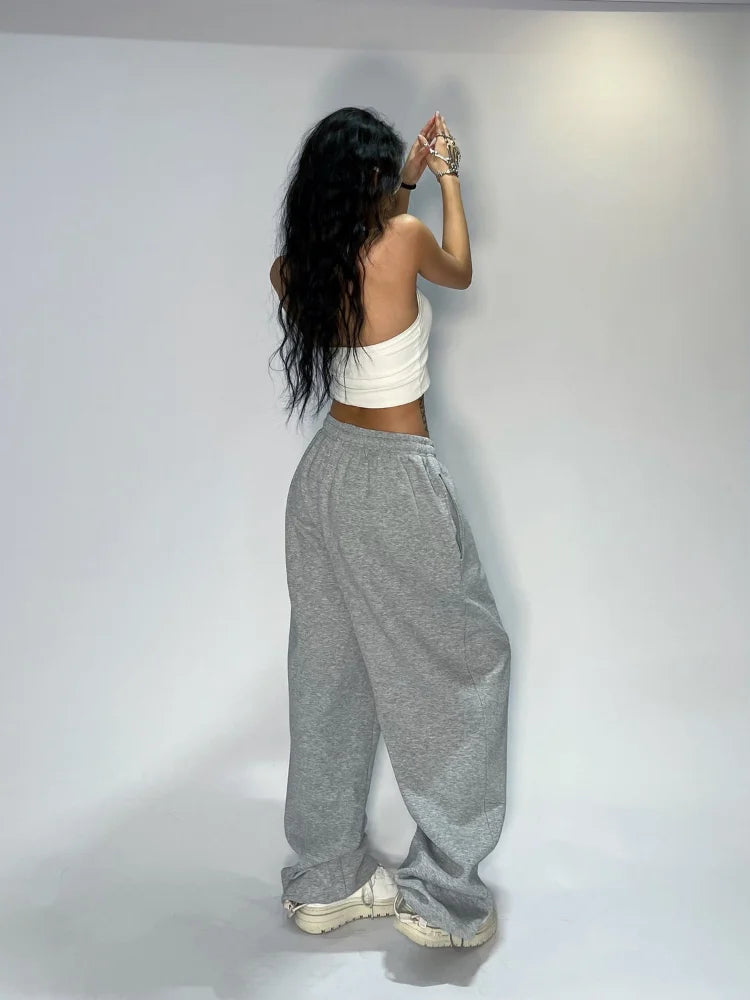 Gray Baggy Jogging Sweatpants Women Hippie Streetwear Korean Pant