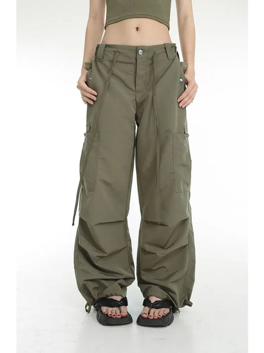 Retro Y2K Cargo Women High Street Drawstring Wide Leg Aesthetic Pant