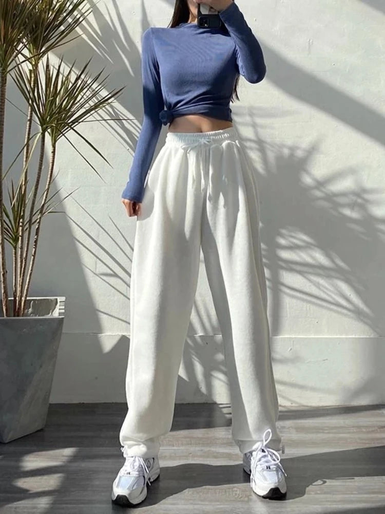 White Oversized Black Wide Leg Korean Pant