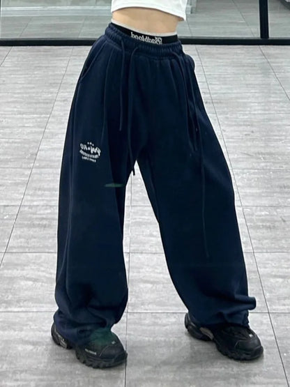 Blue Baggy Jogging Sweatpants Women Kpop Y2K Harajuku Hippie Oversize Wide Leg Pant