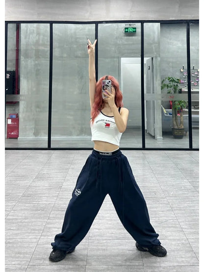 Blue Baggy Jogging Sweatpants Women Kpop Y2K Harajuku Hippie Oversize Wide Leg Pant