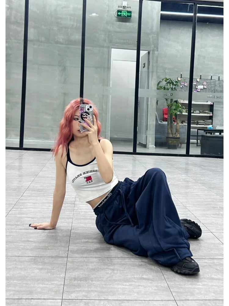 Blue Baggy Jogging Sweatpants Women Kpop Y2K Harajuku Hippie Oversize Wide Leg Pant