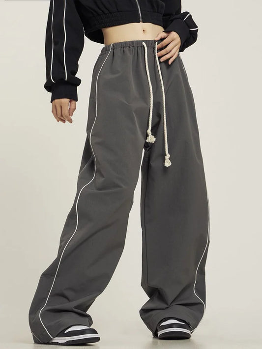 Y2K Vintage Striped Baggy Sweatpants Harajuku Techwear Cargo Wide Leg Pant