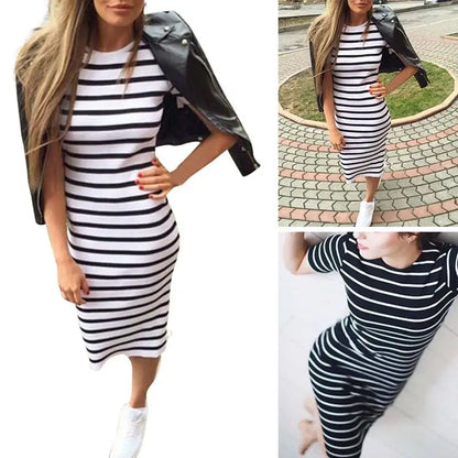 Summer Fashion Stripe Long Maxi BOHO Loose Midi Dresses