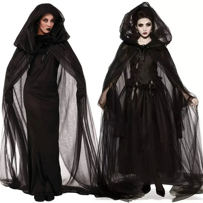 Ghost Bride Witch Vampire Uniform Black Long Day of The Dead Costume