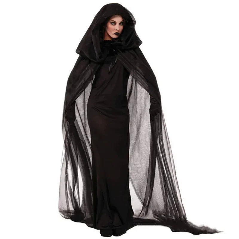 Ghost Bride Witch Vampire Uniform Black Long Day of The Dead Costume