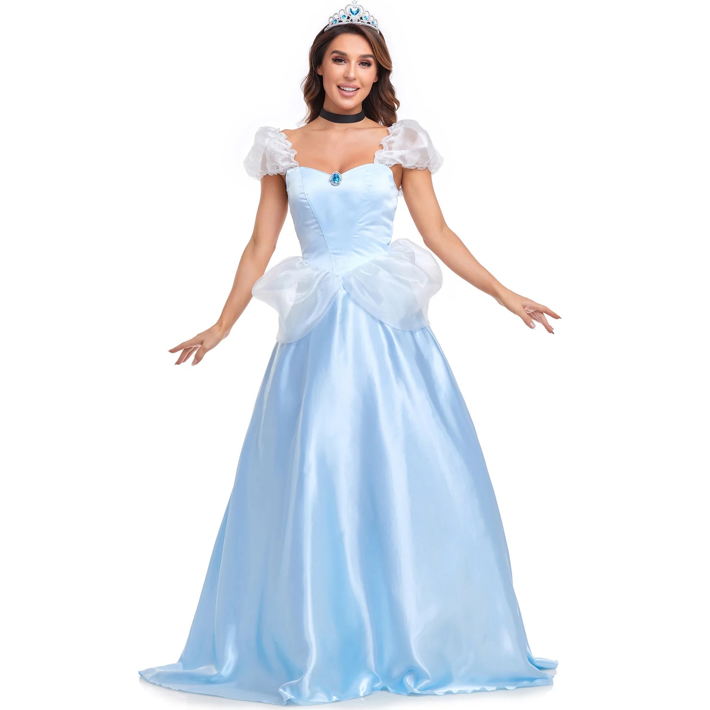 Women Halloween Cinderella Princess Fairy Tales Sexy Goddess Cosplay Long Dress Costume