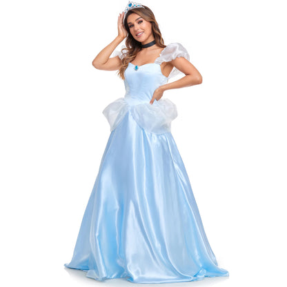 Women Halloween Cinderella Princess Fairy Tales Sexy Goddess Cosplay Long Dress Costume