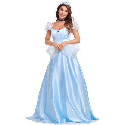 Women Halloween Cinderella Princess Fairy Tales Sexy Goddess Cosplay Long Dress Costume