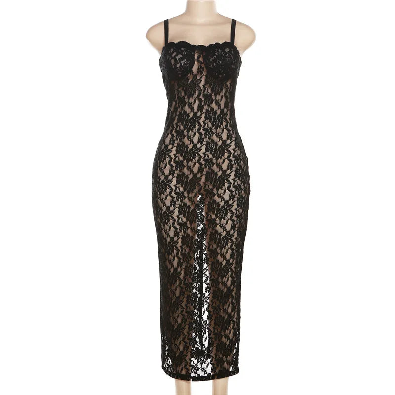 DressBetty - 2024 Sexy Backless Sleeveless Maxi Split Lace Dress