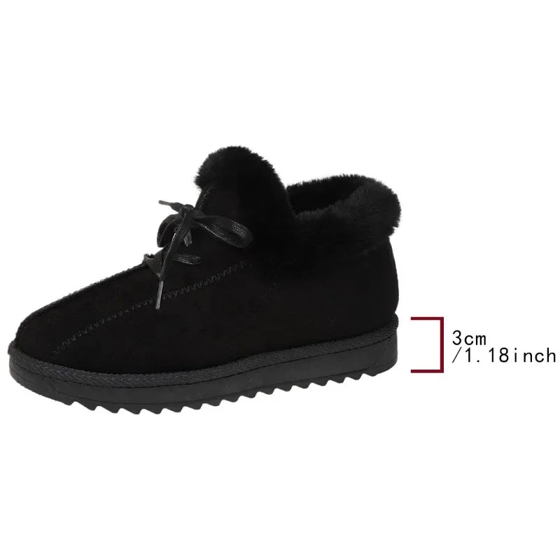 Hot Sale Shoes for Women 2024 New Plush Warm Fashionable Women's Boots Casual Lace-up Winter Cotton Shoes Zapatos De Mujer