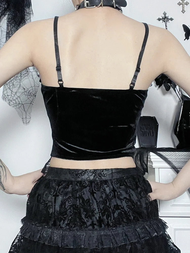 Gothic Spider Web Lace Harajuku Camisole Crop Top