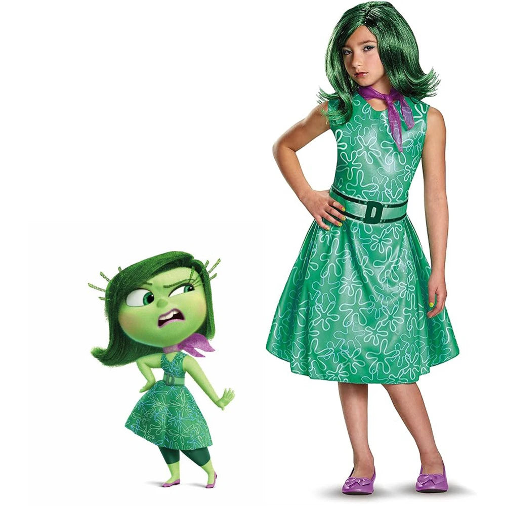 Inside Out 2 Cosplay Cartoon Joy Disgust Anger Sadness Halloween Party Kid Costume