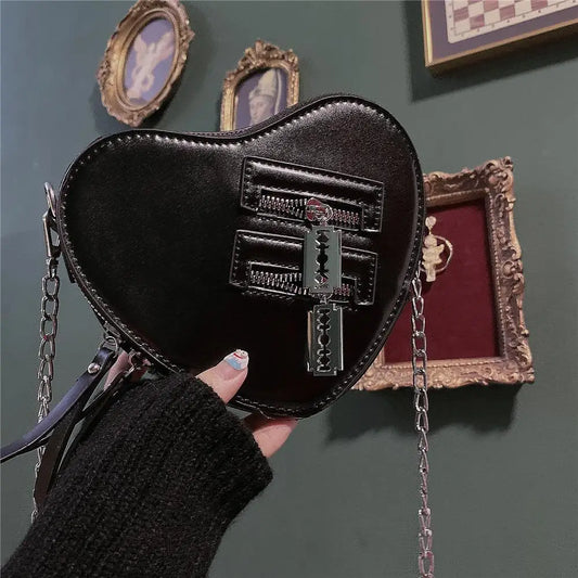 Gothic Heart Y2k Grunge High Street PU Leather Harajuku Aesthetic Bag