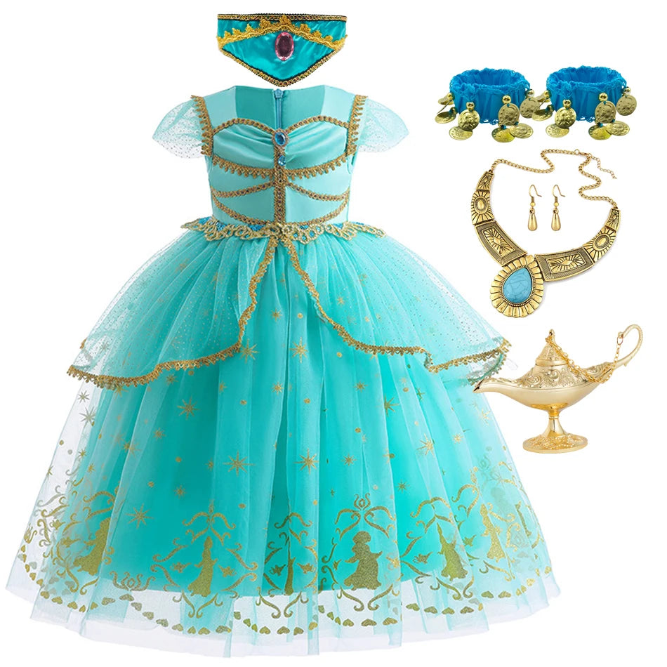 Jasmine Princess Baby Girl Birthday Carnival Aladdin Magic Lamp Prom Gown Kid Costume