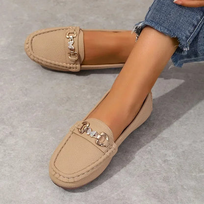 Solid Soft Sole Comfortable Slip On Casual Autumn Round Toe Flats Loafers