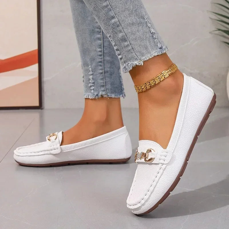 Solid Soft Sole Comfortable Slip On Casual Autumn Round Toe Flats Loafers