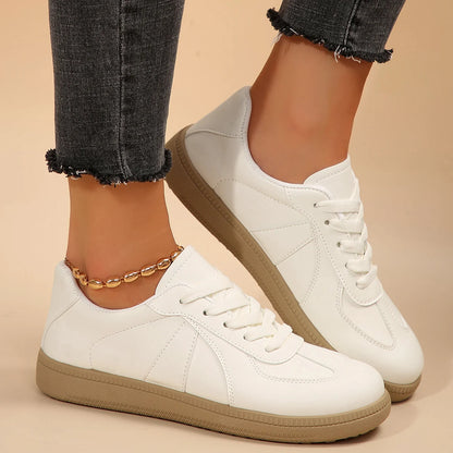 Leather Design Sneakers Platform Lace-up Comfortable Casual Vulcanized Skateboard