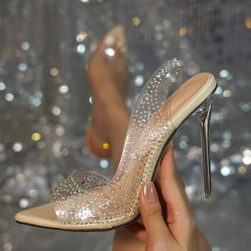 Trendy  Crystal Rhinestone Transparent High Heel Wedding Party High Heel