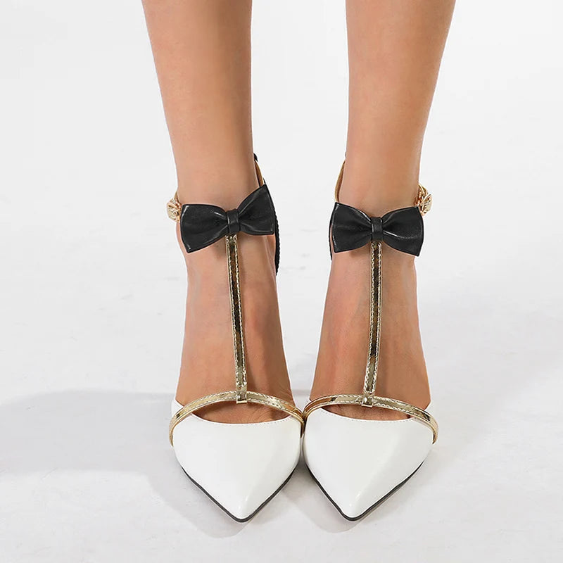 Fashion Design Bowknot Ankle Strap Sexy Pointed Toe High Heel