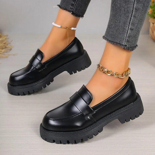 Thick-Soled Wedding Formal Business Casual Leather Platform Loafers