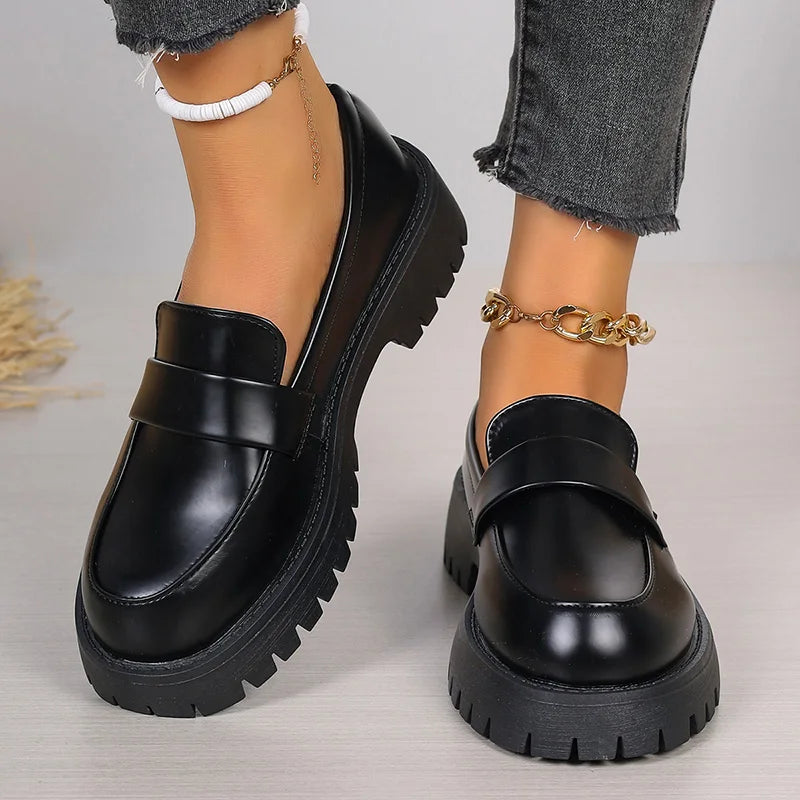 Thick-Soled Wedding Formal Business Casual Leather Platform Loafers