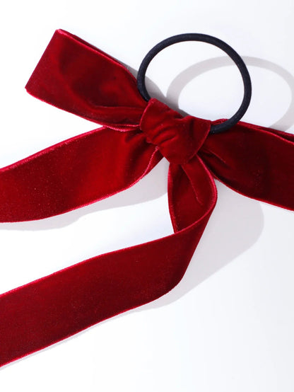 Velvet Bow Knot Ribbon Elastic Christmas Hair Accessory