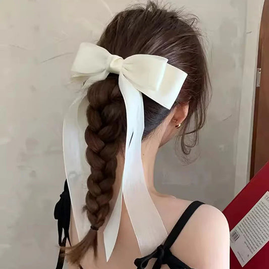 Mesh Ribbon Back Head Top Clip - Retro Christmas Hair Accessory