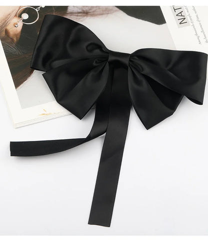 Korean Fashion Black Ribbon Bow Tie Christmas Hair Accessory