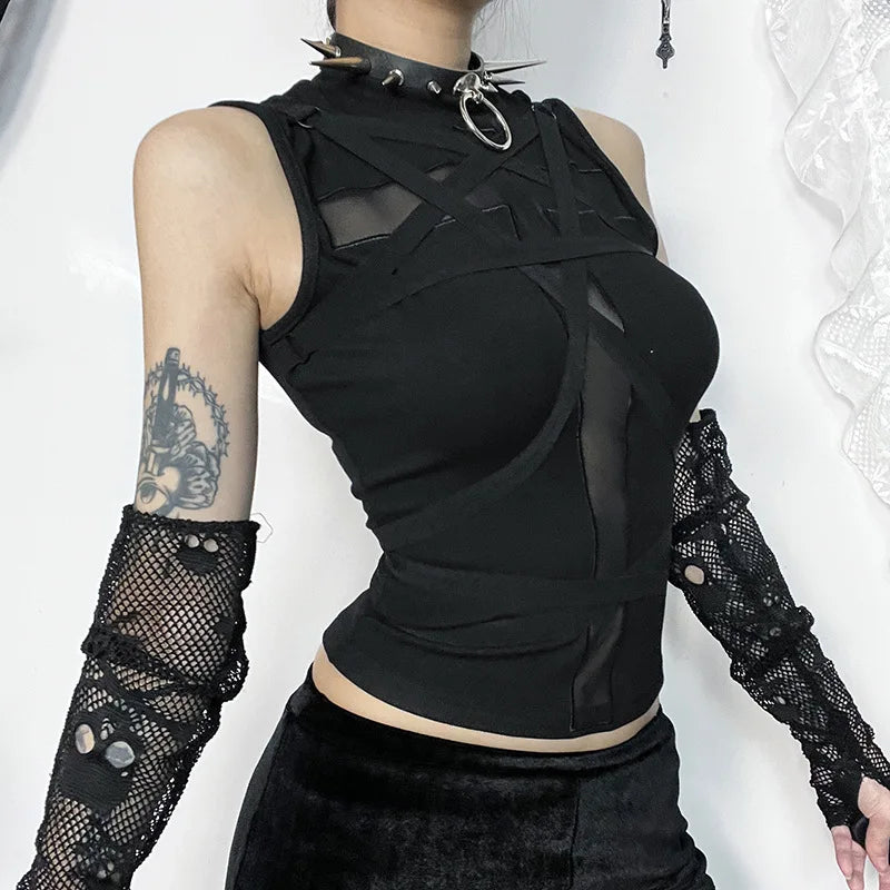 Goth Vintage Harajuku Punk Aesthetic Bandage Sleeveless Crop Top