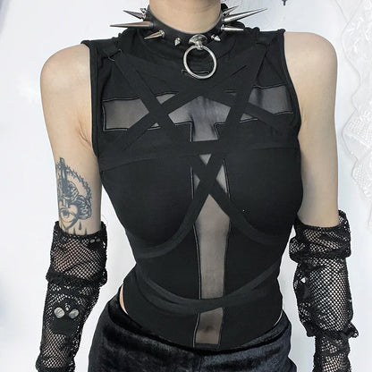 Goth Vintage Harajuku Punk Aesthetic Bandage Sleeveless Crop Top