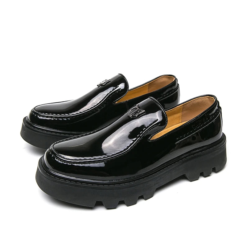 Breathable Black Pu Leather Handmade Solid Casual Men Dress Loafers